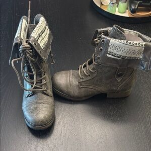 JustFab Kassandra Gray Combat Boots